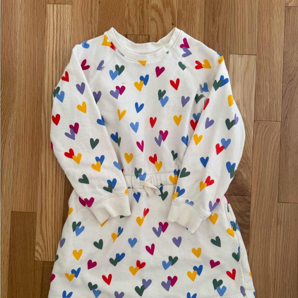 Primary Multicolor Heart Sweatshirt Dress